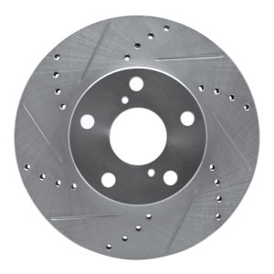 Toyota RAV4 Brake Rotor (1) - Front Left - R1 Concepts - Drilled & Slotted - Silver - `01-`05 Toyota RAV4 Brake Rotor (1) - Front Left - R1 Concepts - Drilled & Slotted - Silver - `01-`05